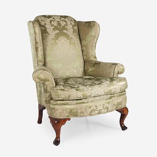 A Queen Anne Style Carved Walnut Easy Chair, Probably 19th century