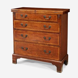 A George II Style Feather Banded Walnut Bachelor's Chest, 20th century
