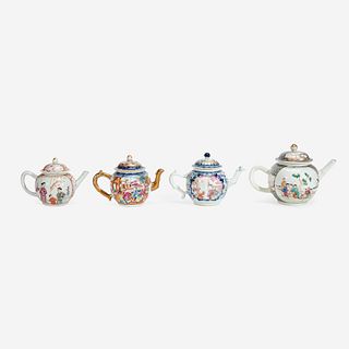 A Collection of Four Chinese Export Porcelain Teapots, 18th/19th century