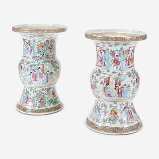 A Pair of Chinese Export Porcelain Famille Rose Vases, 19th century