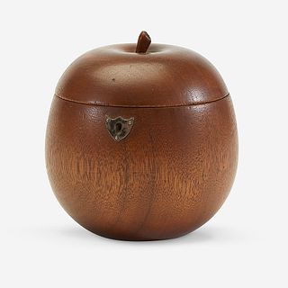 A George III Silver-Mounted Fruitwood Apple-Form Tea Caddy, Late 18th century