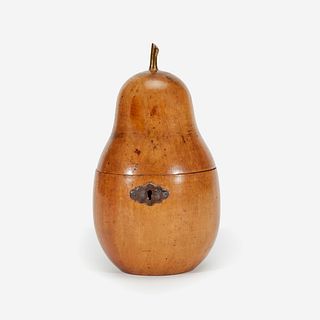 A George III Pear-Form Brass Mounted Fruitwood Tea Caddy, Late 18th/early 19th century