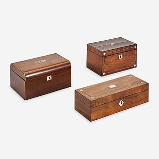 Three Regency String Inlaid Rosewood Boxes and Tea Caddies*, First quarter 19th century