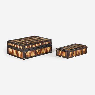 Two Victorian Quillwork Boxes, 19th century