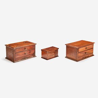 A Pair of Victorian Mahogany Sewing Boxes in the Form of a Chest of Drawers, 19th century