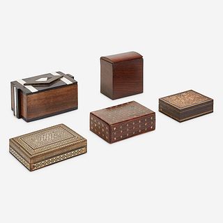 Four Victorian and Anglo-Indian Inlaid Work Boxes, 19th/early 20th century