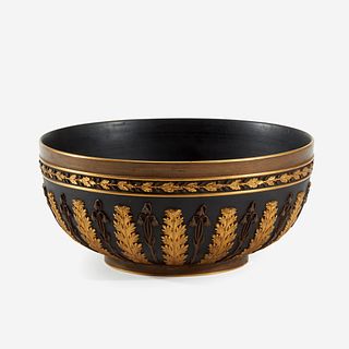 A Wedgwood Parcel-Gilt and Bronzed Black Basalt ‘Bellflowers’ Bowl, Late 18th/early 19th century