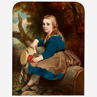 Sir Samuel Luke Fildes (British, 1843–1927), , Portrait of a Young Blonde Girl in an Extensive Landscape