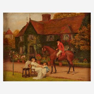 Arthur Longley Vernon (British, 1871-1922), , Cavalier and Family Outside a Cottage