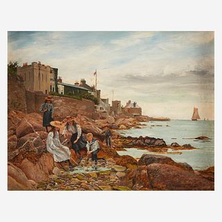 Thomas Purchas (British, A.C. 1880-1894), , Children at Play along a Rocky Coast; together with a Companion