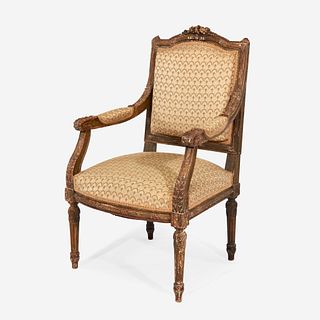 A Louis XVI Style Giltwood Fauteuil à La Reine, Late 19th/early 20th century