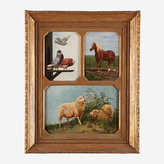 Dirk van Lokhorst (Dutch, 1818–1893), , Two Sheep Grazing Free; together with Two Companions