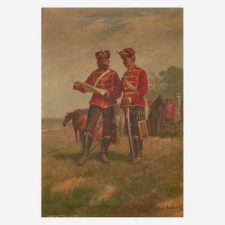 Albert Becker (German, 1830–1896), , Soldiers Reviewing Battle Plans; together with a companion painting