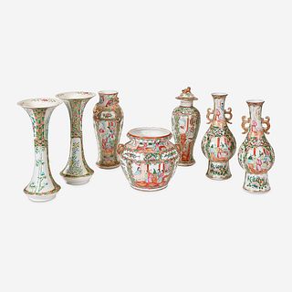 An Assembled Collection of Chinese Export Rose Medallion Vases, 19th century