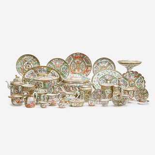 An Assembled Chinese Export Rose Medallion Service, 19th century