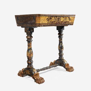 A Chinese Export Gilt Lacquer Sewing Table, Mid 19th century