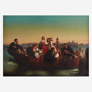 Basile de Loose (Belgian, 1809–1885), , Venetian Boating Party