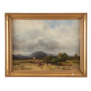 Leopold Heinrich Vöscher (Austrian, 1830-1877), , Shepherds in a Mountainous Landscape