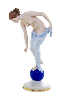 A Rosenthal Porcelain Figure of Fortuna Height 12 inches.
