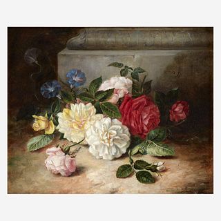 Attributed to Gerardina Jacoba van de Sande Bakhuyzen (Dutch, 1826–1895), , Still Life with Wild Roses and Hollyhocks