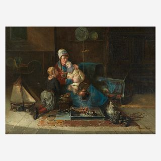 Jan Jacob Lodewijk ten Kate (Dutch, 1850-1929), , Mother with Children in Interior