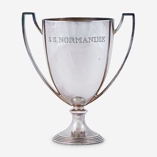 A Silver-Plated Two-Handled Trophy from the S.S. Normandie, Christofle, Paris, circa 1935