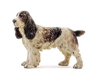 * An Austrian Cold-Painted Bronze Model of a Spaniel Height 5 7/8 inches.