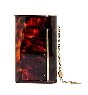A Continental Gold Mounted Tortoise Shell Tobacco Case, Retailed by Asprey & Co., London, 19th Century, rectangular with rounded
