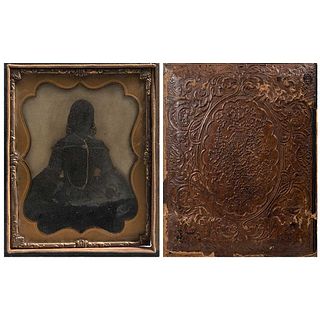 UNIDENTIFIED PHOTOGRAPHER, Dama Mexicana, Unsigned, Intervened ambrotype, 6.4 x 4.7" (16.5 x 12 cm) with case