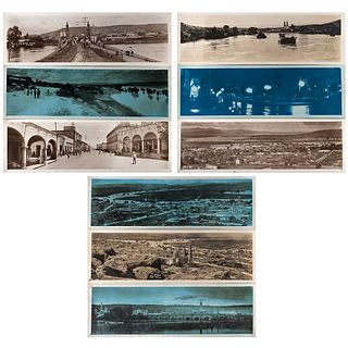 FOTO MARTÍN, La Piedad, Michoacán, 1926, Signed from negative, Silver / gelatin, Panoramic, 3.5 x 10.9" (9 x 27.8 cm) each, Pieces: 9