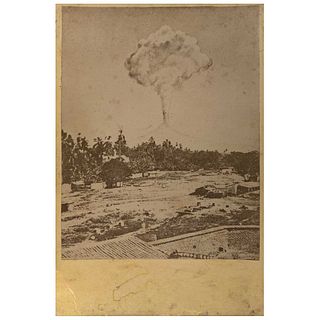 UNIDENTIFIED PHOTOGRAPHER, Volcán de Colima, Erupción del 26 de febrero de 1872, Unsigned, Albumen on cardboard, 5.2 x 3.9" (13.4 x 10 cm)