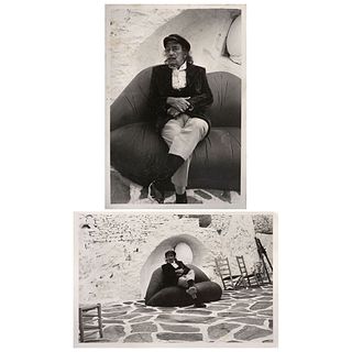 UNIDENTIFIED PHOTOGRAPHER, Salvador Dalí, Cadaques España, Unsigned, Vintage prints, Postcard format, 7.2 x 4.8" (18.4 x 12.3 cm), Pieces:2