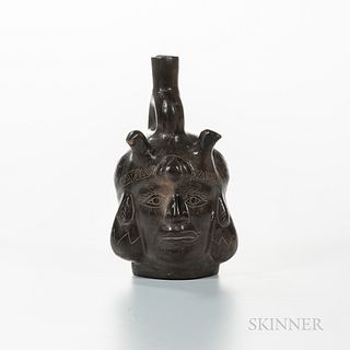Pre-Columbian-style Blackware Pottery Effigy Vessel