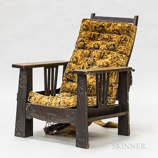 Arts and Crafts Scratch-carved Oak Morris Chair