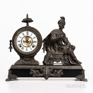 White Metal Mantel Clock