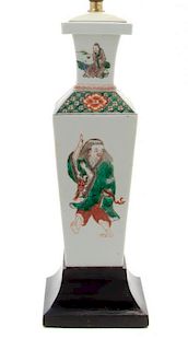 * A Chinese Famille Verte Porcelain Vase Height 11 1/2 inches.
