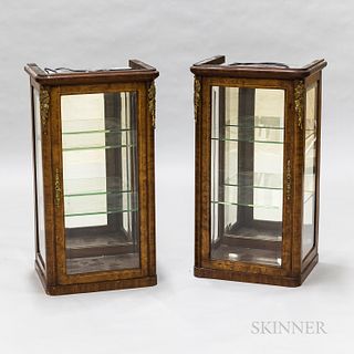 Pair of French-style Gilt-mounted Hanging Display Cabinets