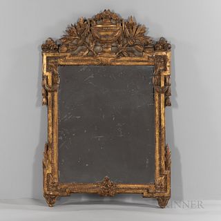 Neoclassical-style Carved and Gilt Wood Mirror
