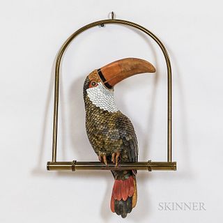 Federico Artisan-crafted Hand-tooled Polychrome Leather Toucan Sculpture