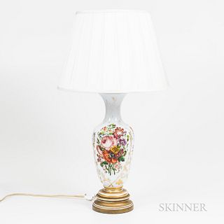 Bristol Glass Vase Mounted as a Lamp