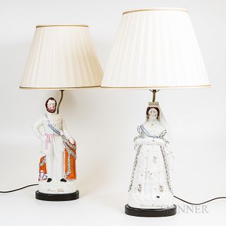 Pair of Staffordshire Figures on Lamp Bases