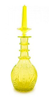 * A Large Bohemian Uranium Glass Decanter Height 19 3/4 inches.