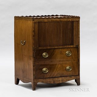 George III Mahogany Tambour-front Bedside Cabinet