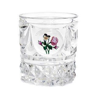 * A Baccarat Enameled Glass Tumbler Height 3 1/2 inches.