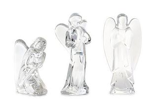 * Three Baccarat Glass Figures Height of tallest 6 inches.