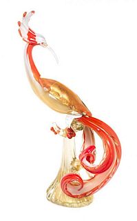 * A Murano Glass Model of an Exotic Bird Height 24 inches.