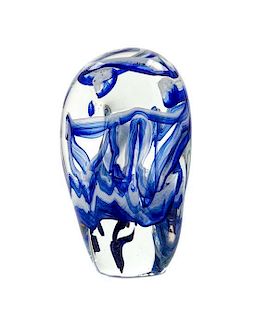 * An Internally Decorated Glass Sculpture Height 10 1/4 inches.