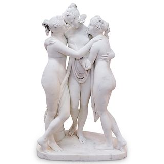 After Antonio Canova "Three Graces" Marble Statue