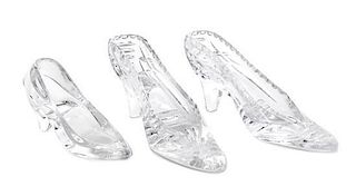 * Three Glass Slippers Length of pair 7 1/4 inches.