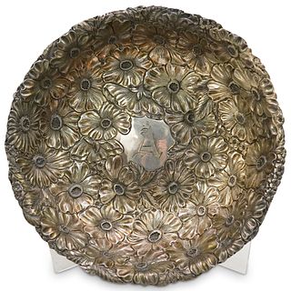 English Sterling Repousse Floral Bowl